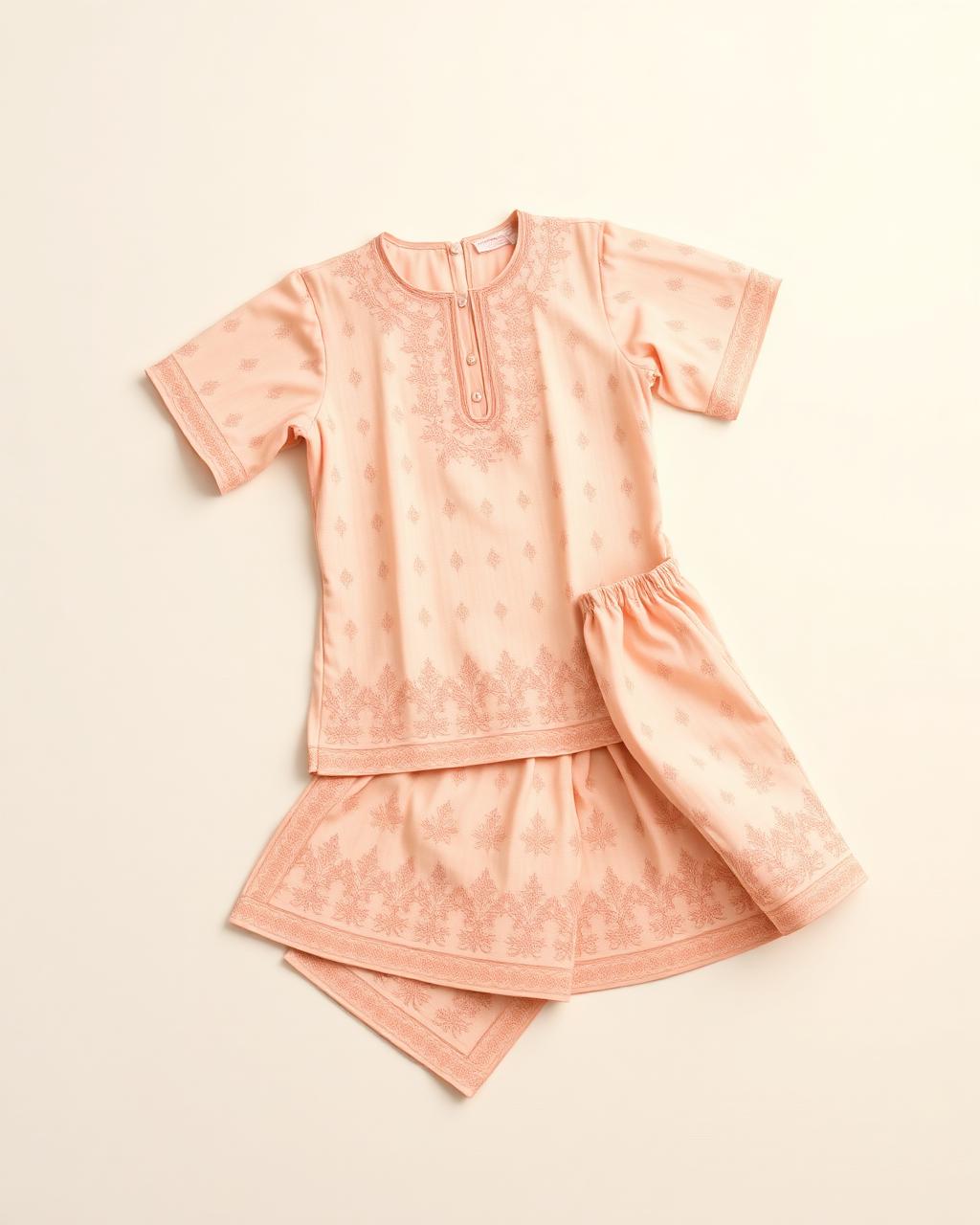 Pastel Peach Chikankari Co-ord Set