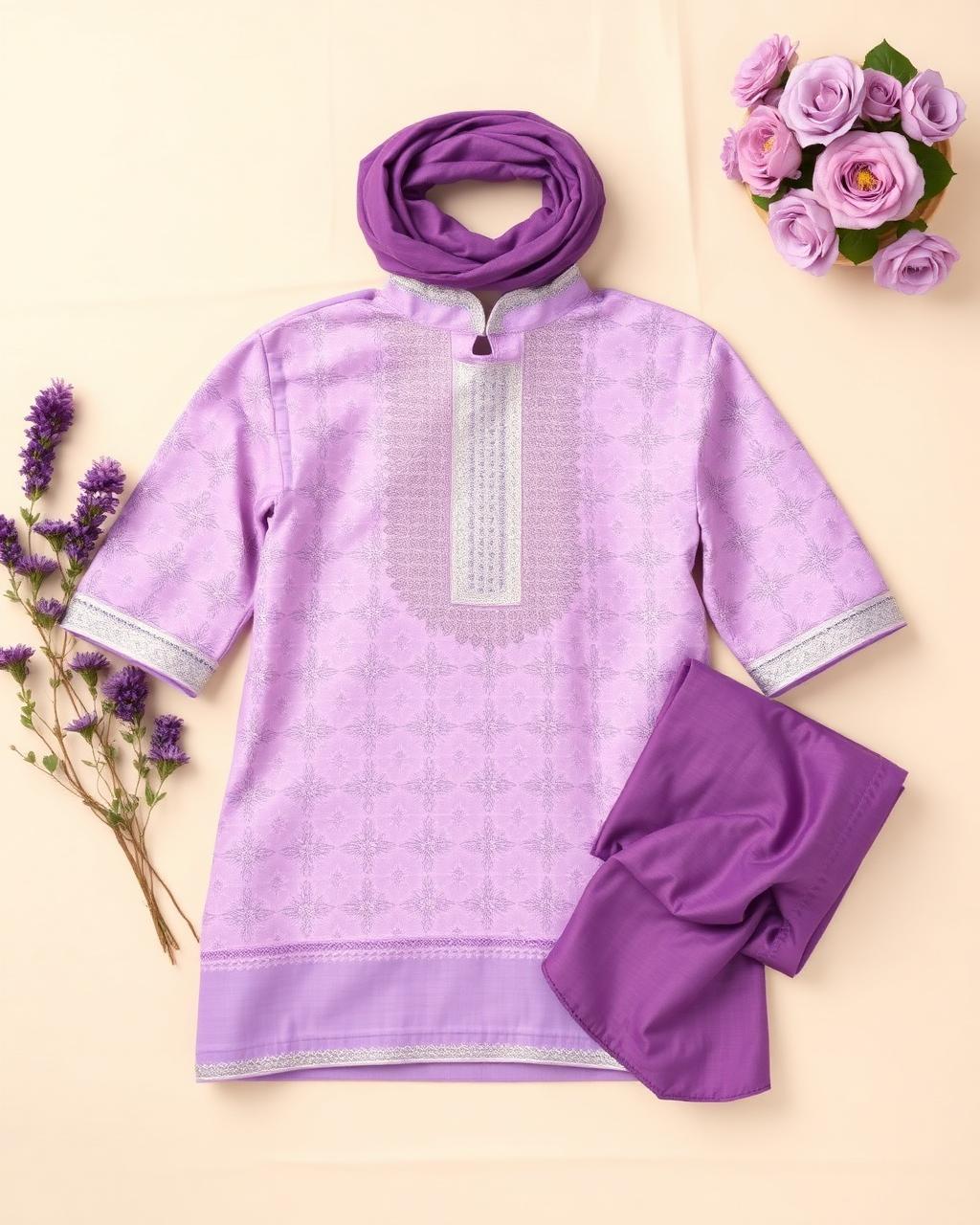 Lavender Mukaish Chikankari Kurta Set