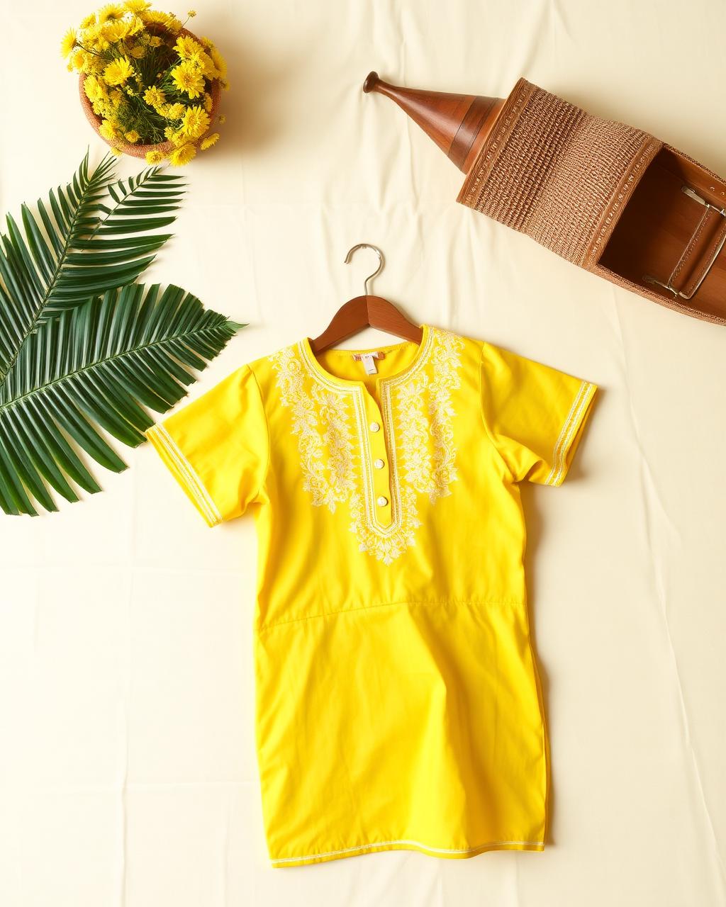 Sunshine Yellow Cotton Chikankari Kurti