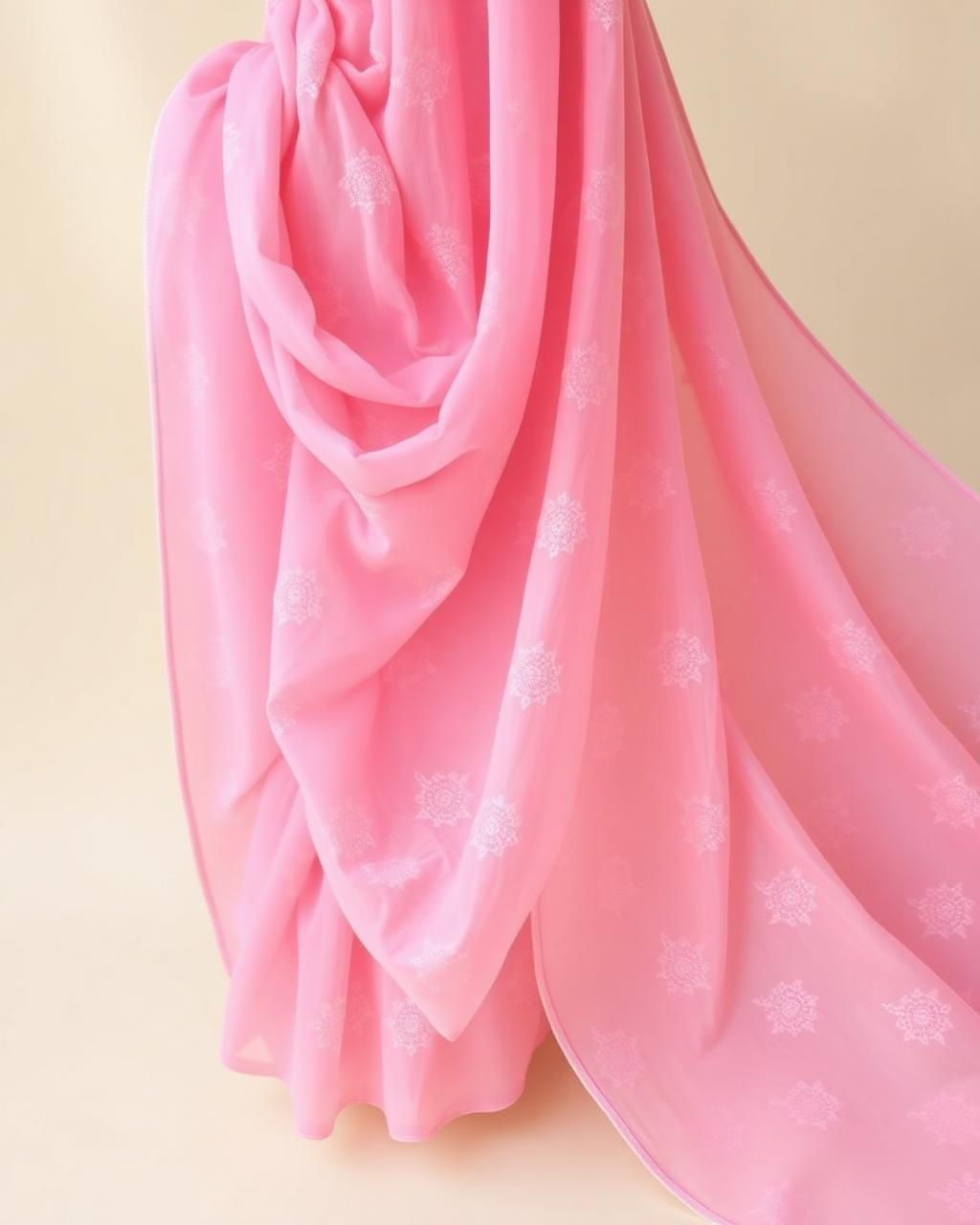 Pastel Pink Georgette Chikankari Saree